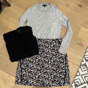 Mini Skirt with Sweater and Cardigan Sweater (complete set)